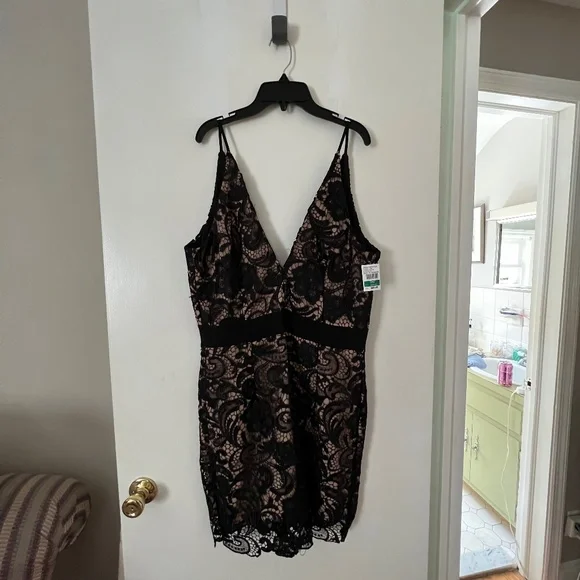 Dresses | Black With Nude Lace Overlay Dress | Poshmark